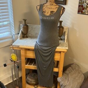 Bebe Charcoal Sleeveless Maxi Dress Soft Split On Both Sides!! Size Small!